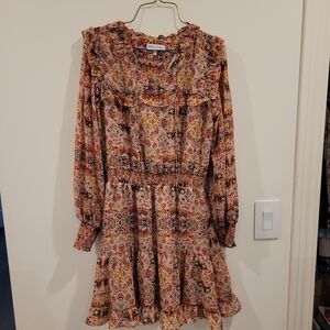 Willa Story Dress Womens Size Medium Pink V Neck  Short Ruffle Sleeve